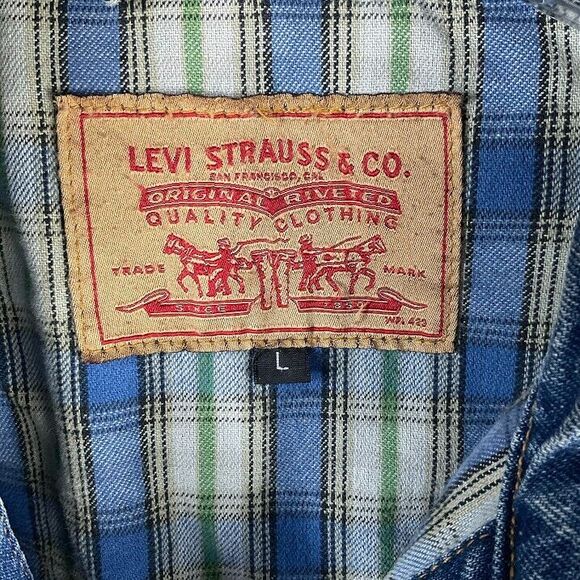 Vtg Levis Jacket Mens Large Flannel Lined Denim Trucker Made USA 90s Western Y2K - Picture 11 of 16